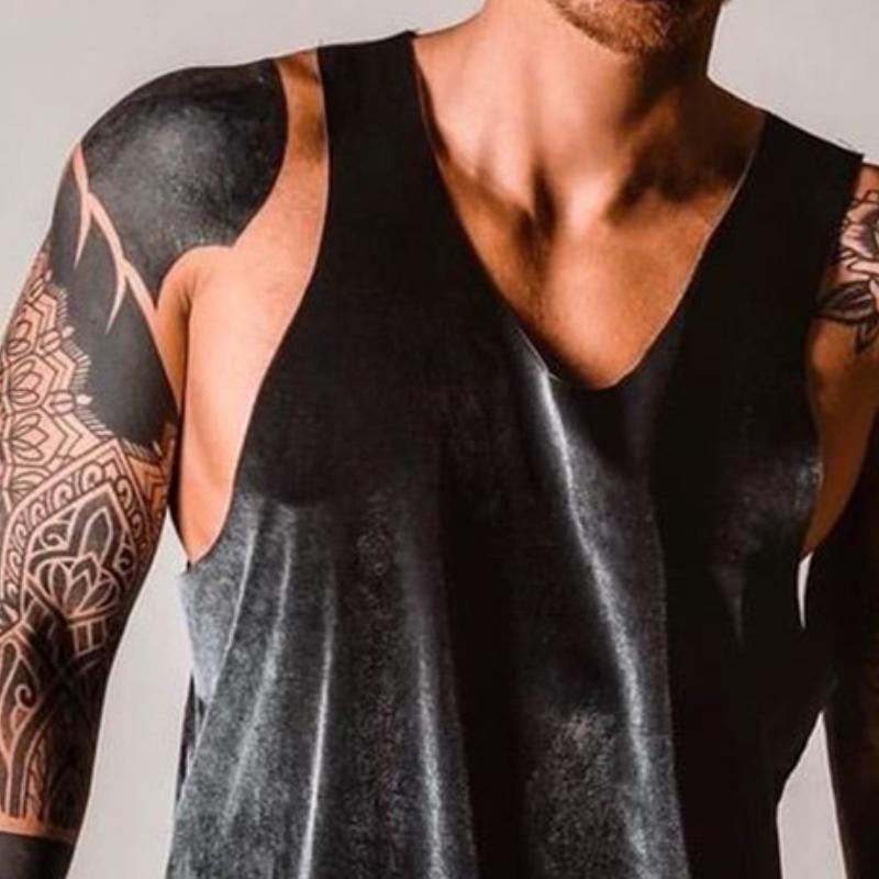 Men's Retro Casual Solid Color Velvet Tank Top 09158188TO