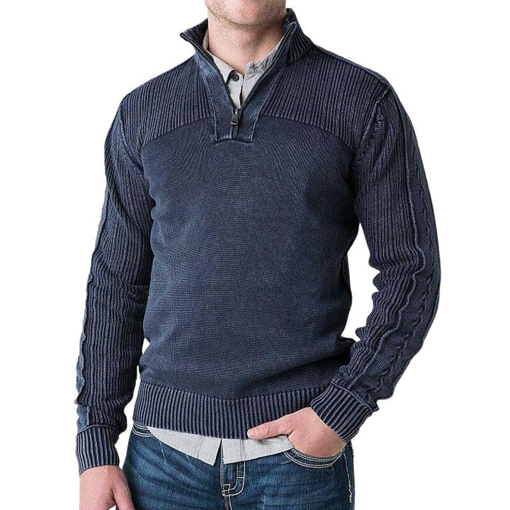 Men's Stand Collar Half Zip Knit Sweater 96704810U