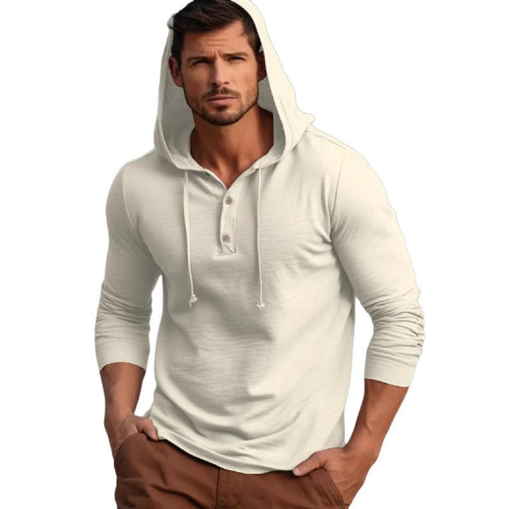 Men's Solid Color Hooded Long Sleeve Casual T-shirt 59056224Z