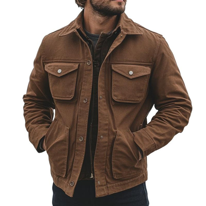 Men's Retro Lapel Multi-pocket Single Breasted Cargo Jacket 05991366Z