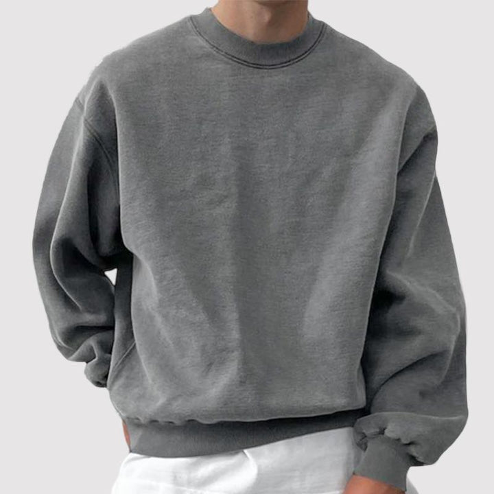 Men's Solid Color Loose Round Neck Long Sleeve Sweatshirt Elastic Waist Pants Casual Set 10242118Z