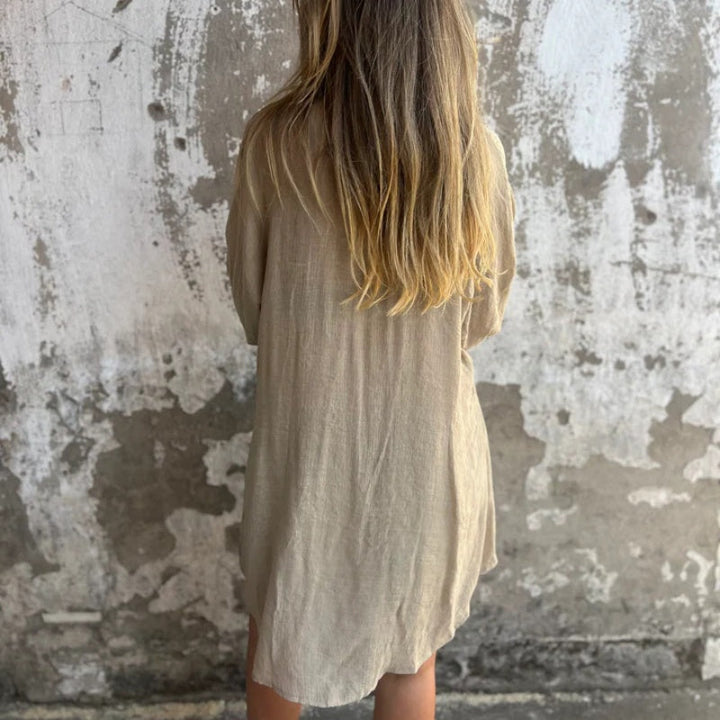 Women's Casual Long Sleeve Shirt & Shorts Two-Piece Set